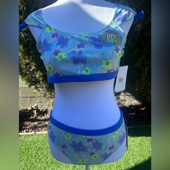 NWT Teens 13-15yrs Hurley UPF 50+ Crop Top Tankini Swimsuit Set size XL - Picture 1 of 10